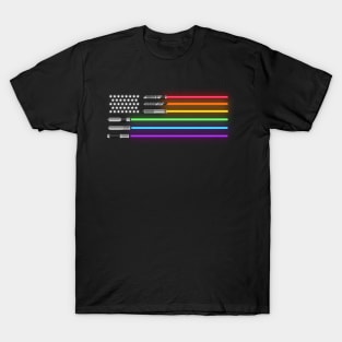 LGBT Lights Swords American Flag Gift T-Shirt